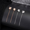 Women's 925 Sterling Silver Four Leaf Clover Ear Wire Earrings With Zircon Inlay Electroplated Light Luxury Floral Design