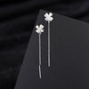 Women's 925 Sterling Silver Four Leaf Clover Ear Wire Earrings With Zircon Inlay Electroplated Light Luxury Floral Design
