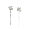 Women's 925 Sterling Silver Four Leaf Clover Ear Wire Earrings With Zircon Inlay Electroplated Light Luxury Floral Design