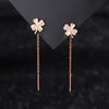 Women's 925 Sterling Silver Four Leaf Clover Ear Wire Earrings With Zircon Inlay Electroplated Light Luxury Floral Design