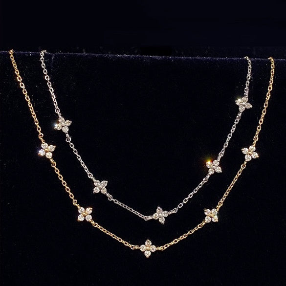 Women's 925 Sterling Silver Four Leaf Clover Light Luxury Bracelet With Zircon And 18K Gold Plating