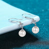 Women's 925 Sterling Silver Freshwater Pearl And Moissanite Drop Earrings Geometric Floral Four Prong Ear Hook Design