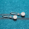 Women's 925 Sterling Silver Freshwater Pearl And Moissanite Drop Earrings Geometric Floral Four Prong Ear Hook Design