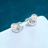 Women's 925 Sterling Silver Freshwater Pearl And Moissanite Flower Earrings Electroplated Letter Style