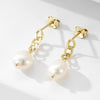 Women's 925 Sterling Silver Geometric Baroque Pearl Earrings
