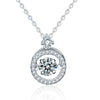 Women's Sterling Silver Geometric Beating Heart Pendant Necklace With Moissanite