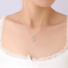Women's Sterling Silver Geometric Beating Heart Pendant Necklace With Moissanite