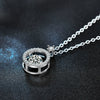 Women's Sterling Silver Geometric Beating Heart Pendant Necklace With Moissanite