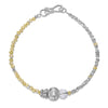Women's 925 Sterling Silver Geometric Brushed Round Bead Bracelet With Yellow Crystal And Electroplating Design