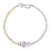 Women's 925 Sterling Silver Geometric Brushed Round Bead Bracelet With Yellow Crystal And Electroplating Design