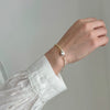 Women's 925 Sterling Silver Geometric Brushed Round Bead Bracelet With Yellow Crystal And Electroplating Design