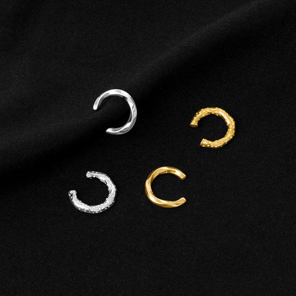 Women's Sterling Silver Geometric Clipon Earrings With Electroplated Finish Elegant Nopiercing Ear Cuff Style Jewelry