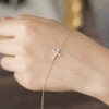 Women's Sterling Silver Geometric Cross Bracelet With Diamond Design