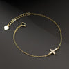 Women's Sterling Silver Geometric Cross Bracelet With Diamond Design