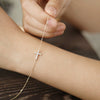 Women's Sterling Silver Geometric Cross Bracelet With Diamond Design