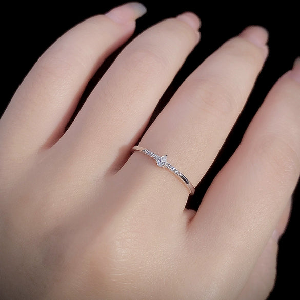 Women's 925 Sterling Silver Geometric Design Electroplated Zircon Ring