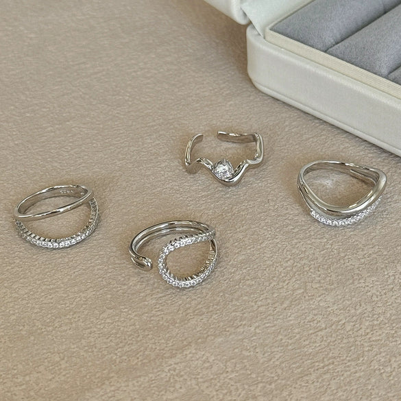 Women's 925 Sterling Silver Geometric Design Rings