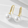 Women's 925 Sterling Silver Geometric Diamond Pearl Earrings Jewelry