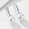 Women's 925 Sterling Silver Geometric Diamond Pearl Earrings Jewelry