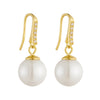 Women's 925 Sterling Silver Geometric Diamond Pearl Earrings Jewelry