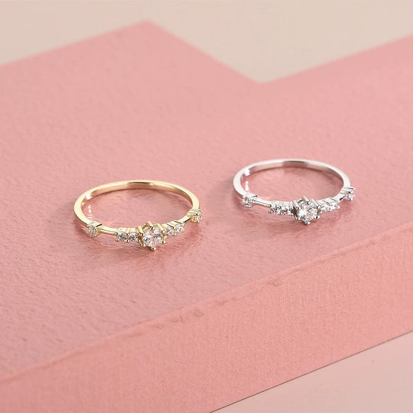 Women's Sterling Silver Geometric Diamond Ring With Electroplated Finish And Versatile Closed Band Design