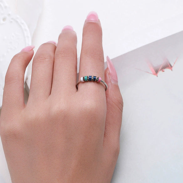 Women's Sterling Silver 925 Geometric Dripping Glue Ring