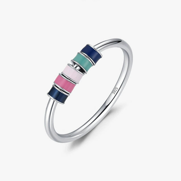Women's Sterling Silver 925 Geometric Dripping Glue Ring
