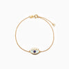 Women's Sterling Silver Geometric Enamel Glaze Devil's Eye Bracelet With Electroplating