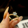 Women's 925 Sterling Silver Geometric Fashion Ring With Electroplating And Six Claw Design