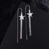 Women's 925 Sterling Silver Geometric Five Point Star Tassel Threader Earrings Light Luxury Fashion Long Ear Line Earrings