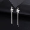 Women's 925 Sterling Silver Geometric Five Point Star Tassel Threader Earrings Light Luxury Fashion Long Ear Line Earrings