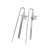 Women's 925 Sterling Silver Geometric Five Point Star Tassel Threader Earrings Light Luxury Fashion Long Ear Line Earrings