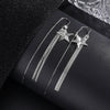 Women's 925 Sterling Silver Geometric Five Point Star Tassel Threader Earrings Light Luxury Fashion Long Ear Line Earrings