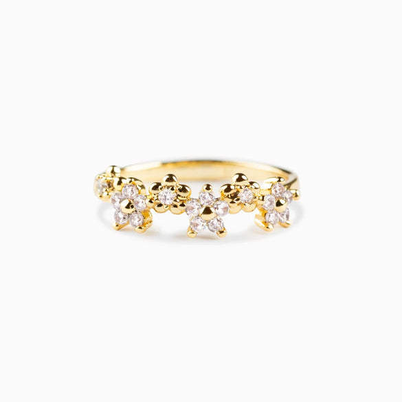 Women's Sterling Silver Geometric Flower Ring With Electroplating