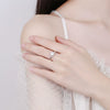 Women's Sterling Silver Geometric Four Claw Wedding Ring With Electroplated Inlaid Stone Adjustable Opening Band