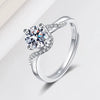 Women's Sterling Silver Geometric Four Claw Wedding Ring With Electroplated Inlaid Stone Adjustable Opening Band