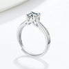 Women's 925 Sterling Silver Geometric Inlaid Diamond Fourclaw Open Ring Electroplated
