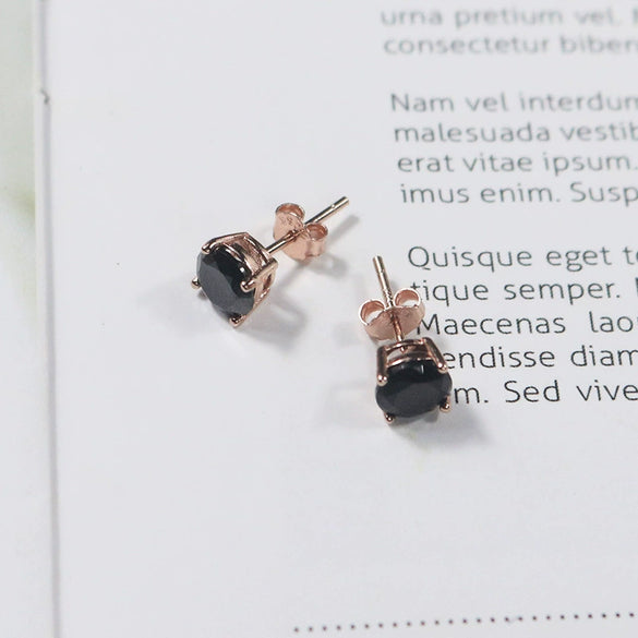 Women's Sterling Silver Geometric Inlaid Zircon Earrings With Electroplated Finish Fashion Jewelry Accessories