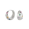 Women's 925 Sterling Silver Geometric Inlaid Zircon Round Gem Earrings