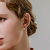 Women's 925 Sterling Silver Geometric Inlaid Zircon Round Gem Earrings