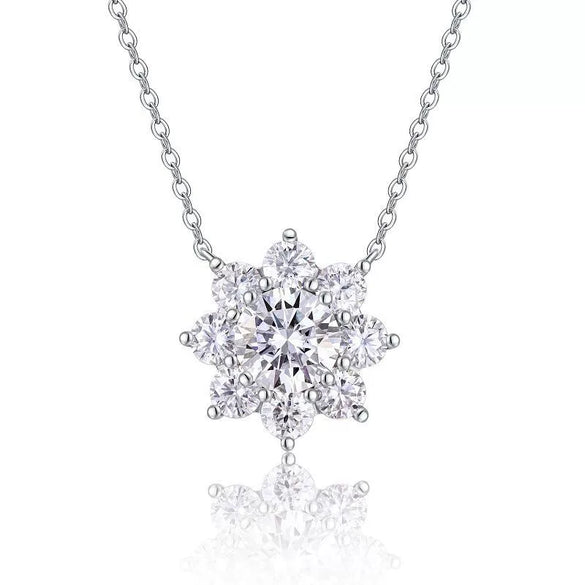 Women's 925 Sterling Silver Geometric Inlay Sunflower Clavicle Necklace