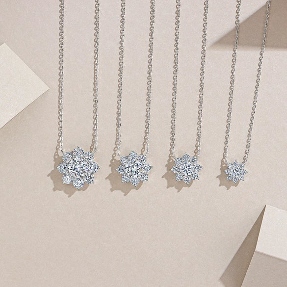 Women's 925 Sterling Silver Geometric Inlay Sunflower Clavicle Necklace