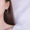 Women's 925 Sterling Silver Geometric Large Hoop Earrings Simple Light Luxury Round Bead Circle Earrings With Fine Craftsmanship