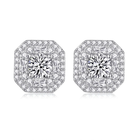 Women's 925 Sterling Silver Geometric Light Luxury Earrings Set With Diamonds