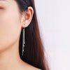 Women's 925 Sterling Silver Geometric Long Tassel Ear Line Earrings Elegant Light Luxury Bead Drop Earrings For Round Face