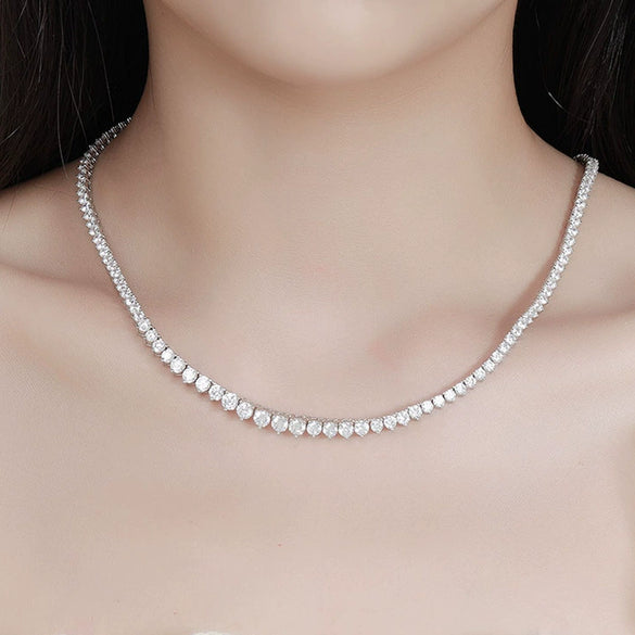 Women's Sterling Silver Geometric Moissanite Diamond Set Clavicle Necklace