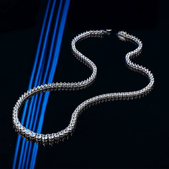 Women's Sterling Silver Geometric Moissanite Diamond Set Clavicle Necklace