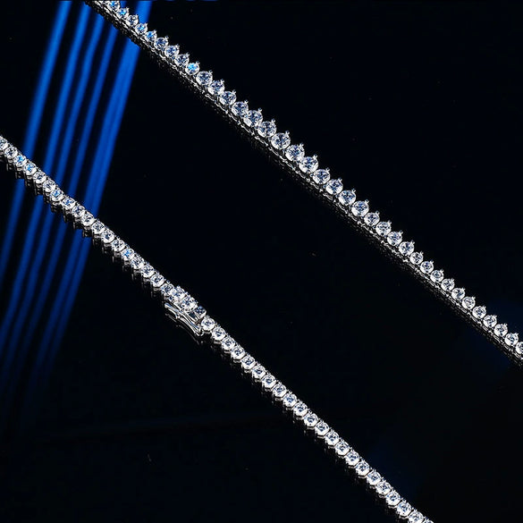 Women's Sterling Silver Geometric Moissanite Diamond Set Clavicle Necklace