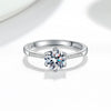 Women's 925 Sterling Silver Geometric Moissanite Ring With Six Claw Micro Inlay And Electroplated Adjustable Open Band