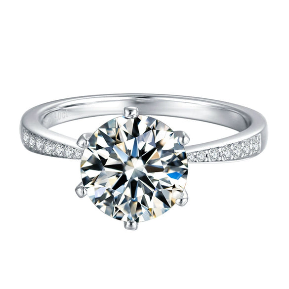 Women's Sterling Silver Geometric Moissanite Ring With Sixclaw Microinlay